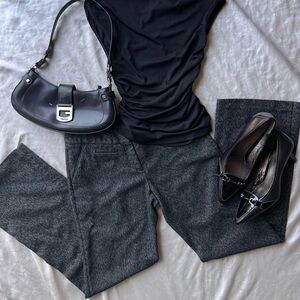 y2k vintage black low rise wool wide leg pants